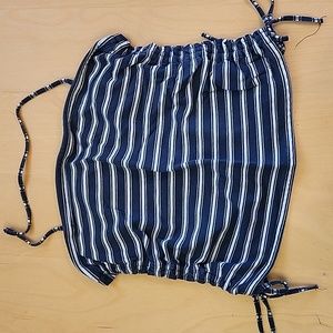 American Eagle Outfitters large navy & powder blue stripped tube top w strap